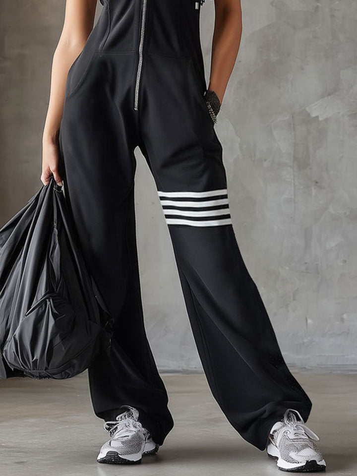 Giada - Retro sportieve jumpsuit met capuchon en strepen