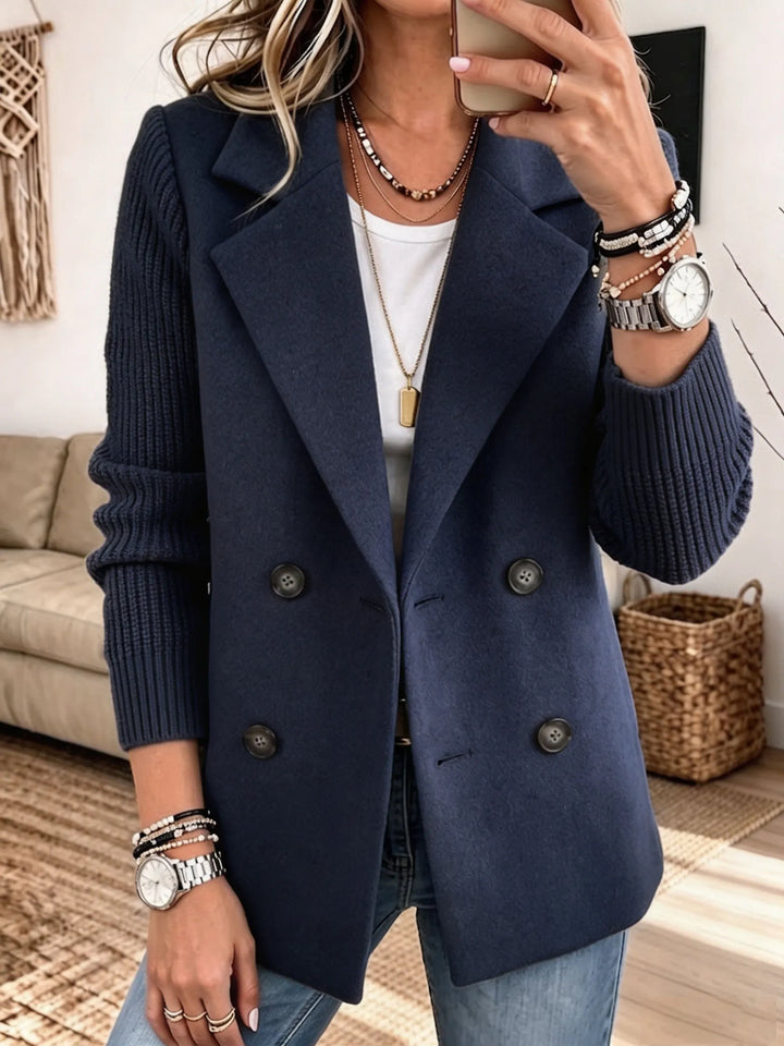 Dames Blazer met Gebreide Mouwen — Elegant en Warm
