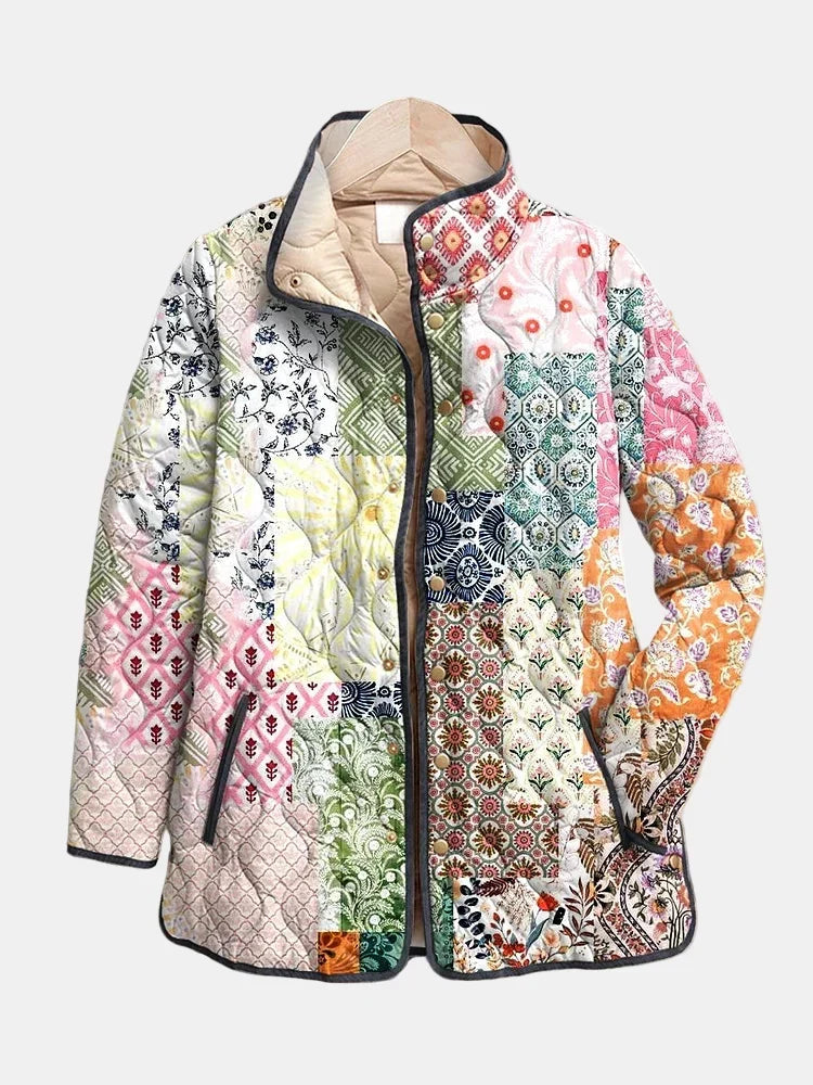 Gewatteerde Patchwork Boheemse Jas Florence