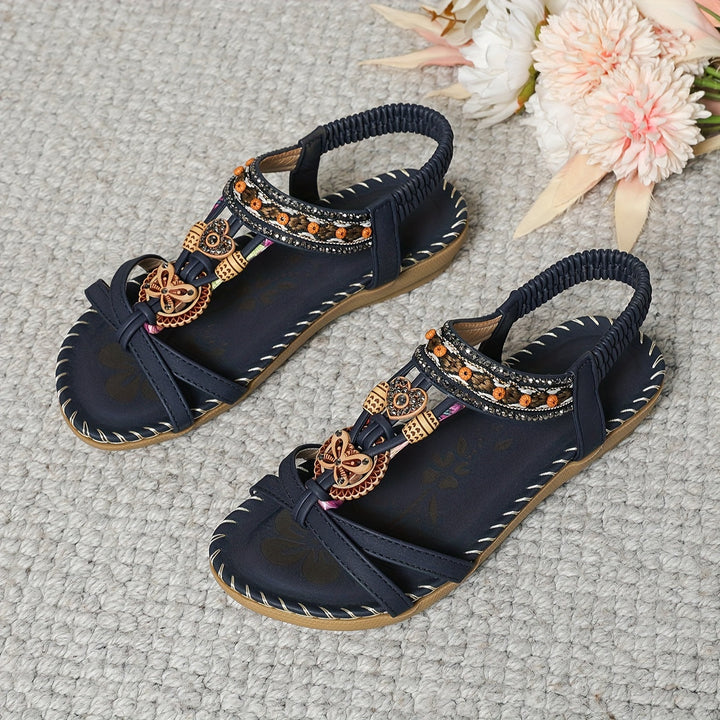 Soléa | Platte Boheemse Sandalen met Versieringen