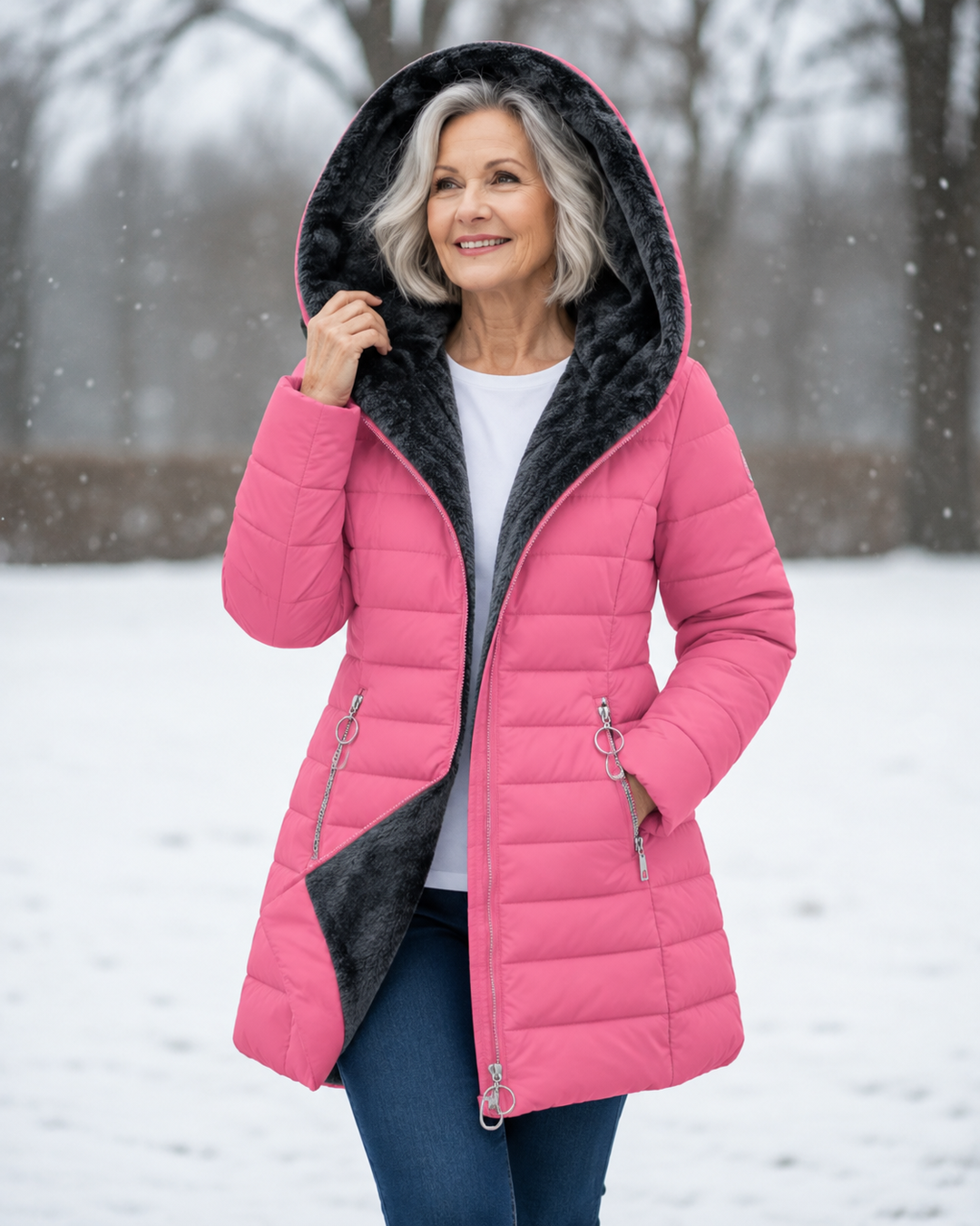 Warme Gewatteerde Winterjas Met Capuchon