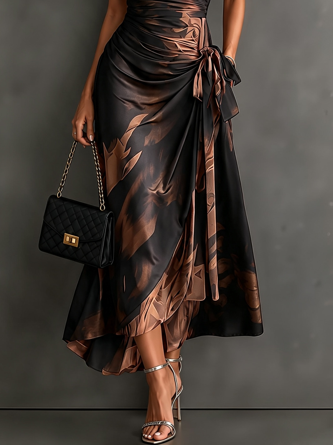 Saffraan | Abstracte Print Herfst Jurk