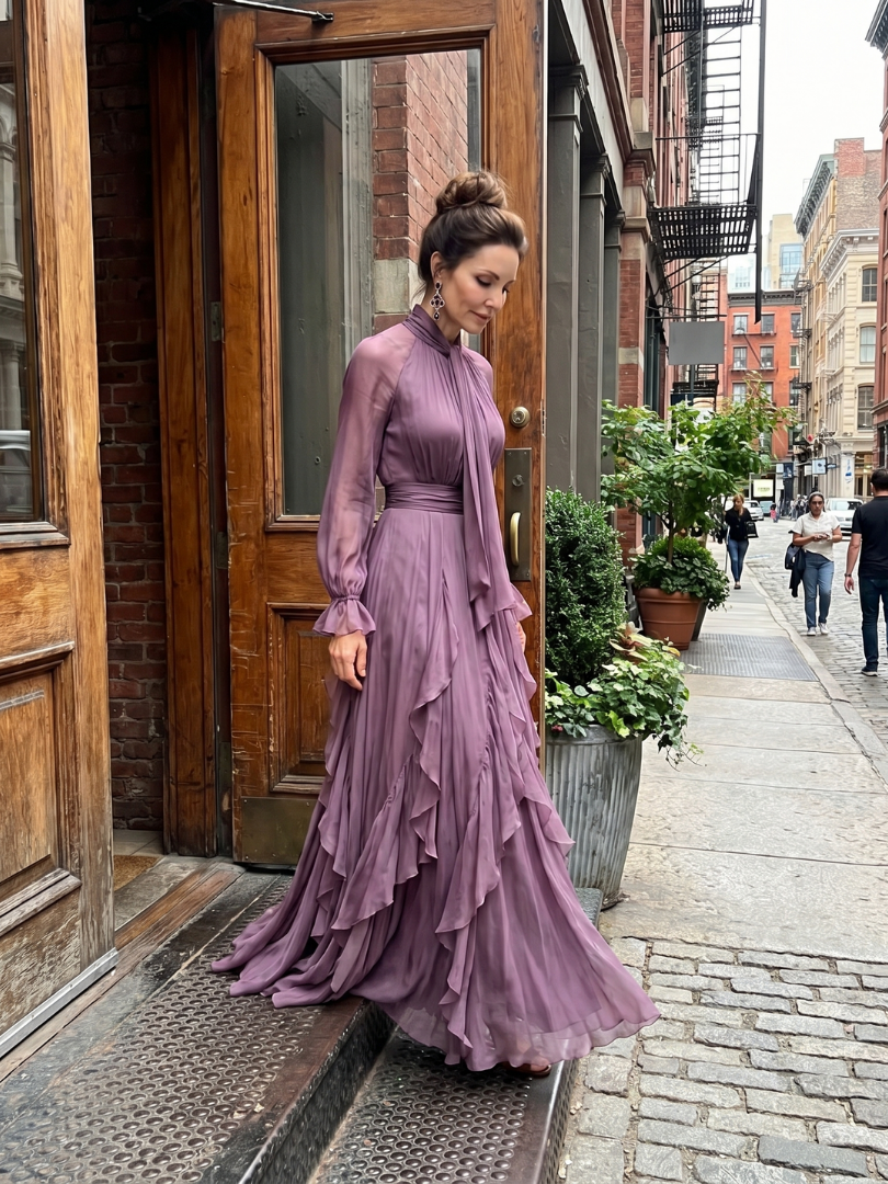 Demetria | Tiedek Ruffle Tiered Maxi Jurk