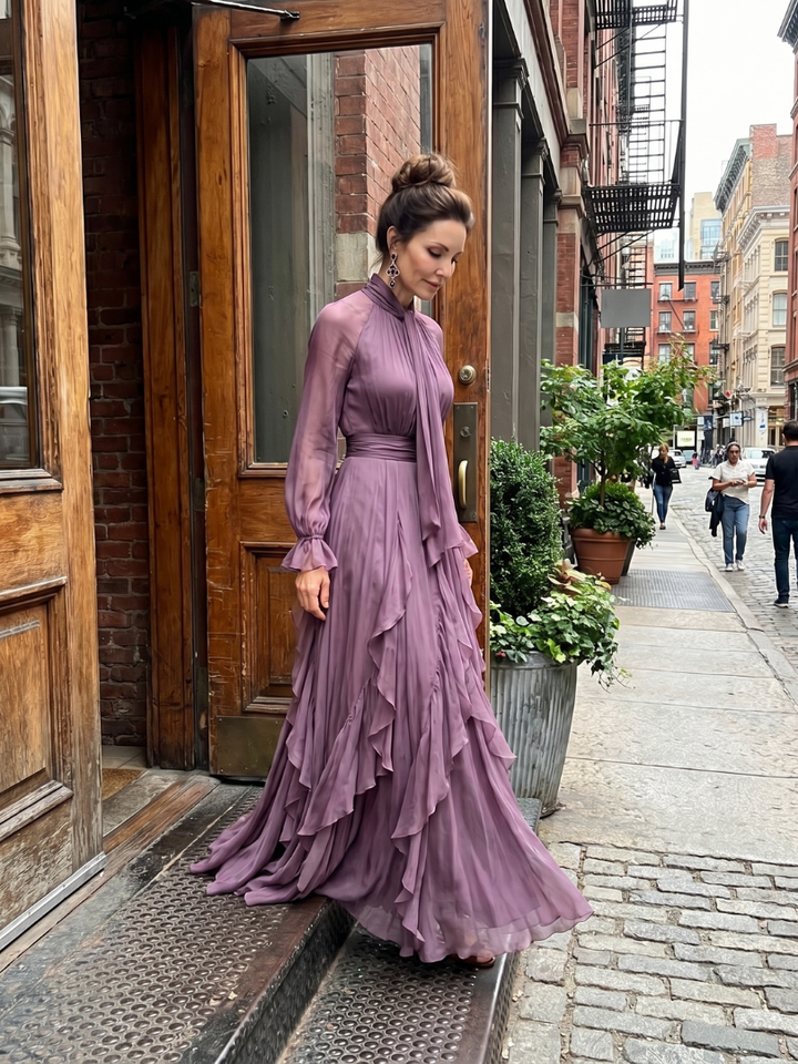Demetria | Tiedek Ruffle Tiered Maxi Jurk