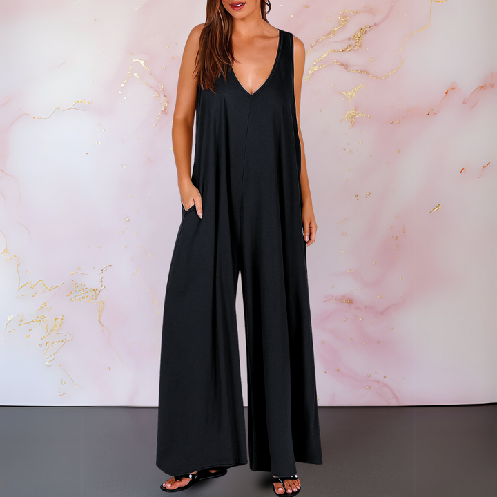 Nella™ Comfortabele V-Hals Jumpsuit | Ontspannen Elegantie in Één Moeiteloze Stuk