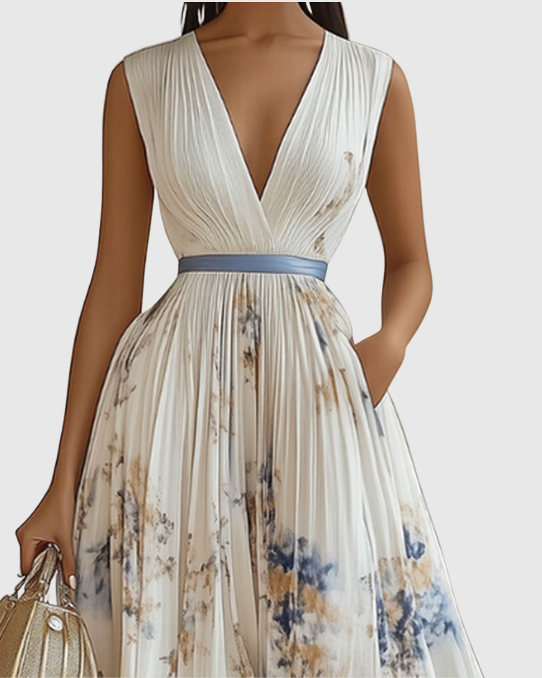Rowella | Elegante Maxi Plissé Jurk