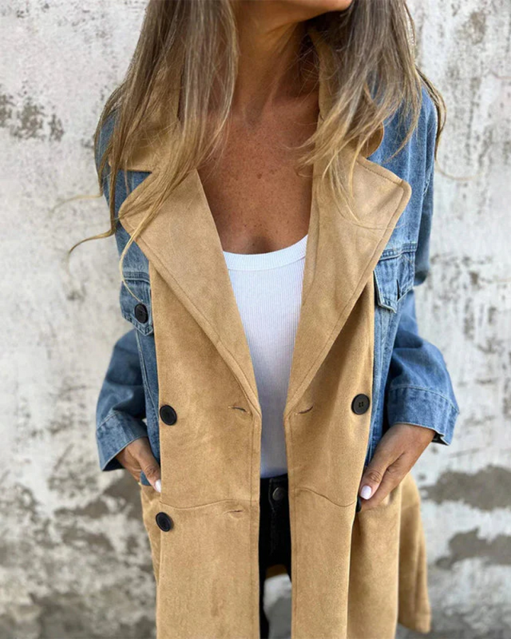 Sara - Denim en camelkleurige jas