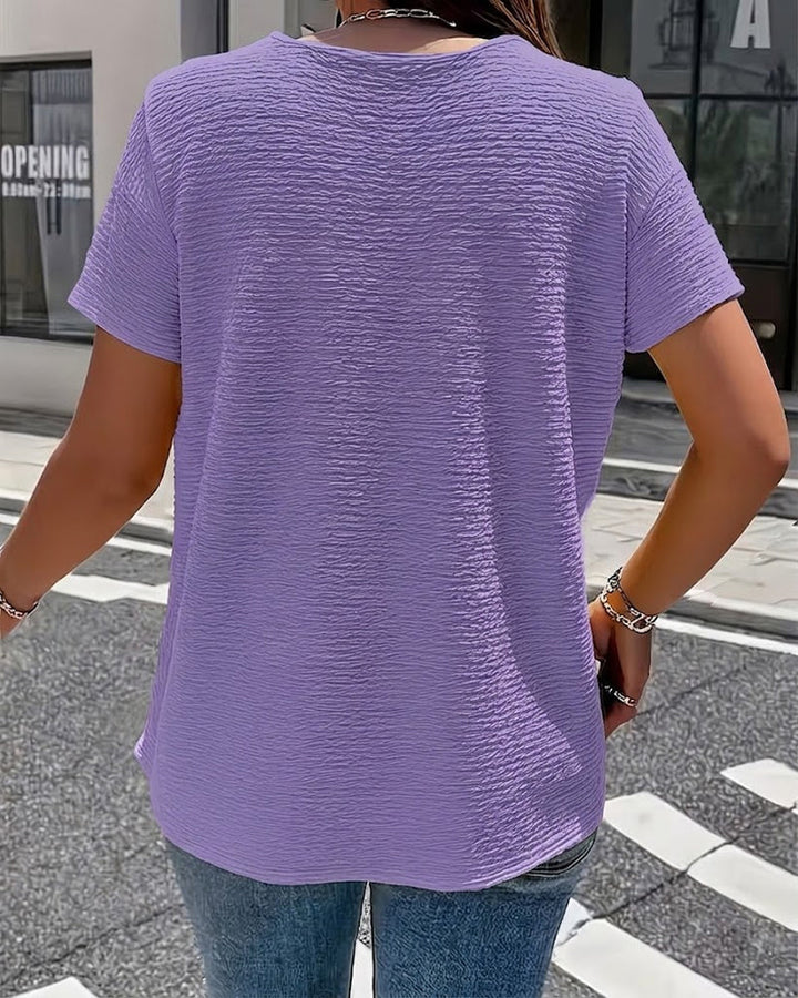 T-shirt met Peter Pan-kraag en knopen