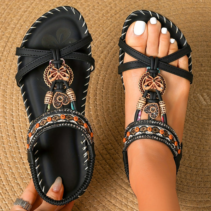 Soléa | Platte Boheemse Sandalen met Versieringen