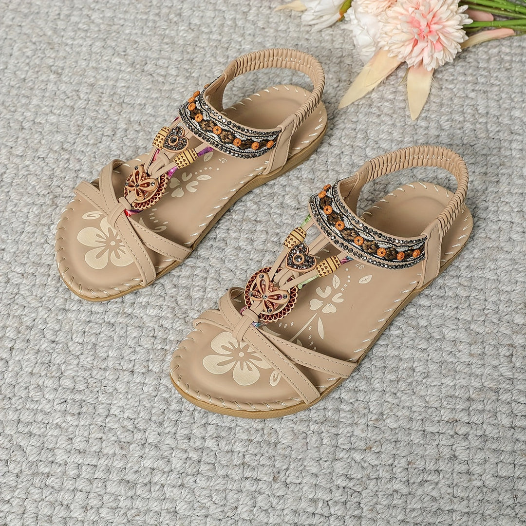 Soléa | Platte Boheemse Sandalen met Versieringen