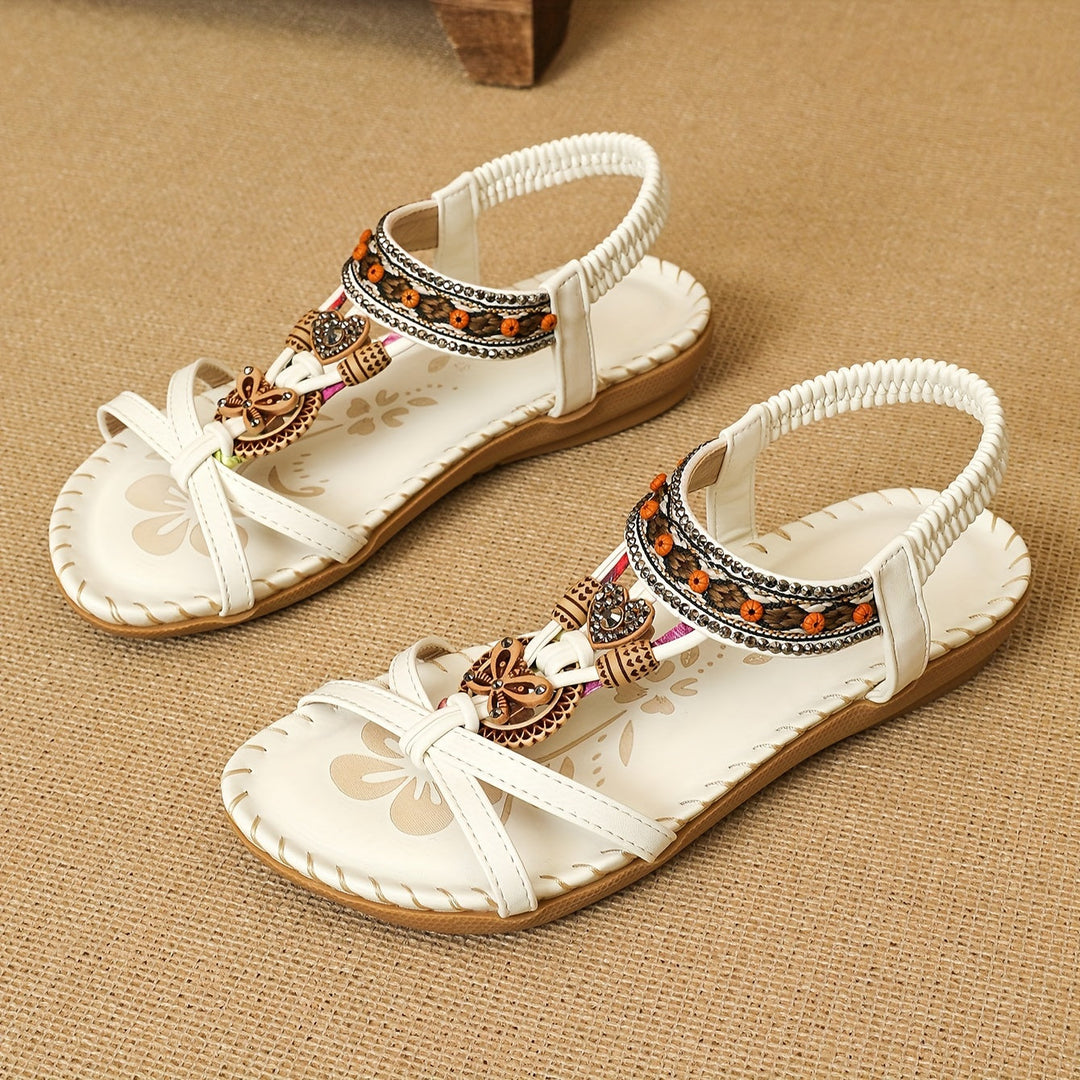 Soléa | Platte Boheemse Sandalen met Versieringen