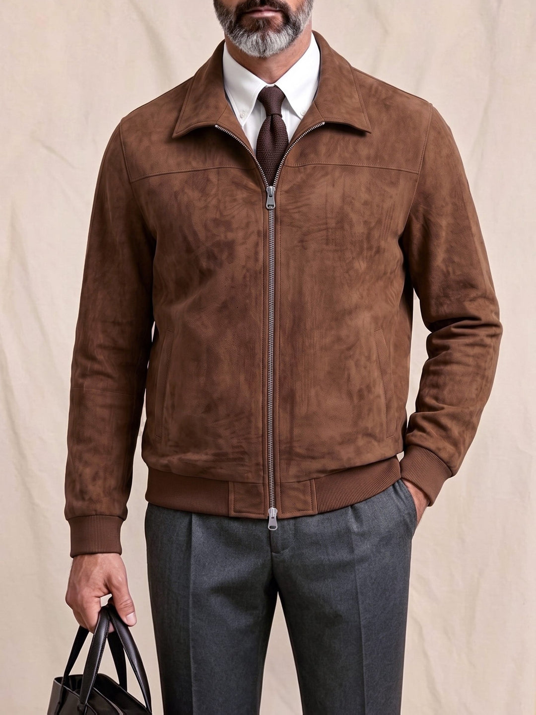 Deer Harrington Jas Heren Amerikaanse Vintage Revers Rits Jas Middenleeftijd Zakelijke Casual Korte Jas