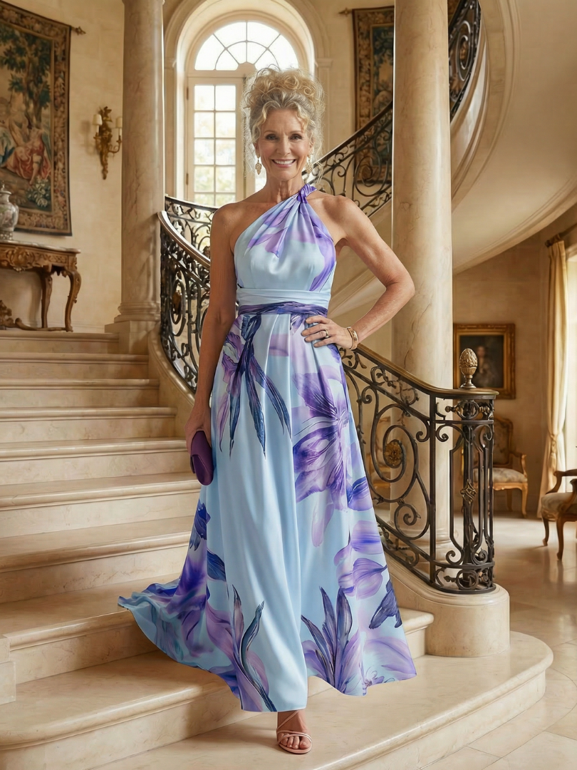 Amiel | Lichte Bloemen Maxi Jurk