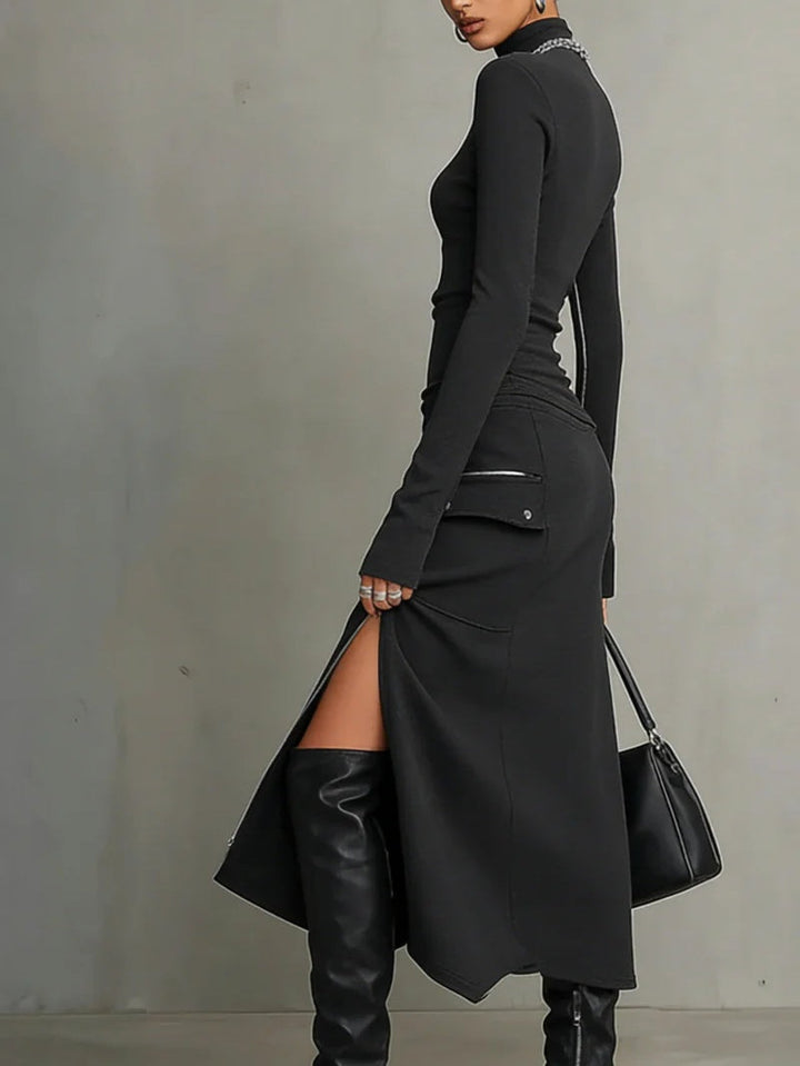 Hoge hals onregelmatige rits pocket set