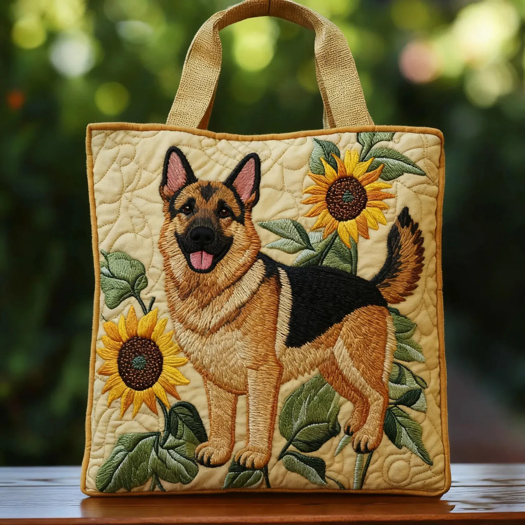Ambachtelijke Bloemenhandtas met Duitse Herder