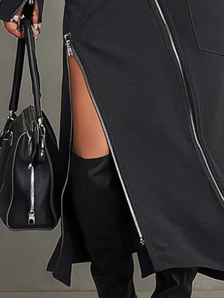 Hoge hals onregelmatige rits pocket set