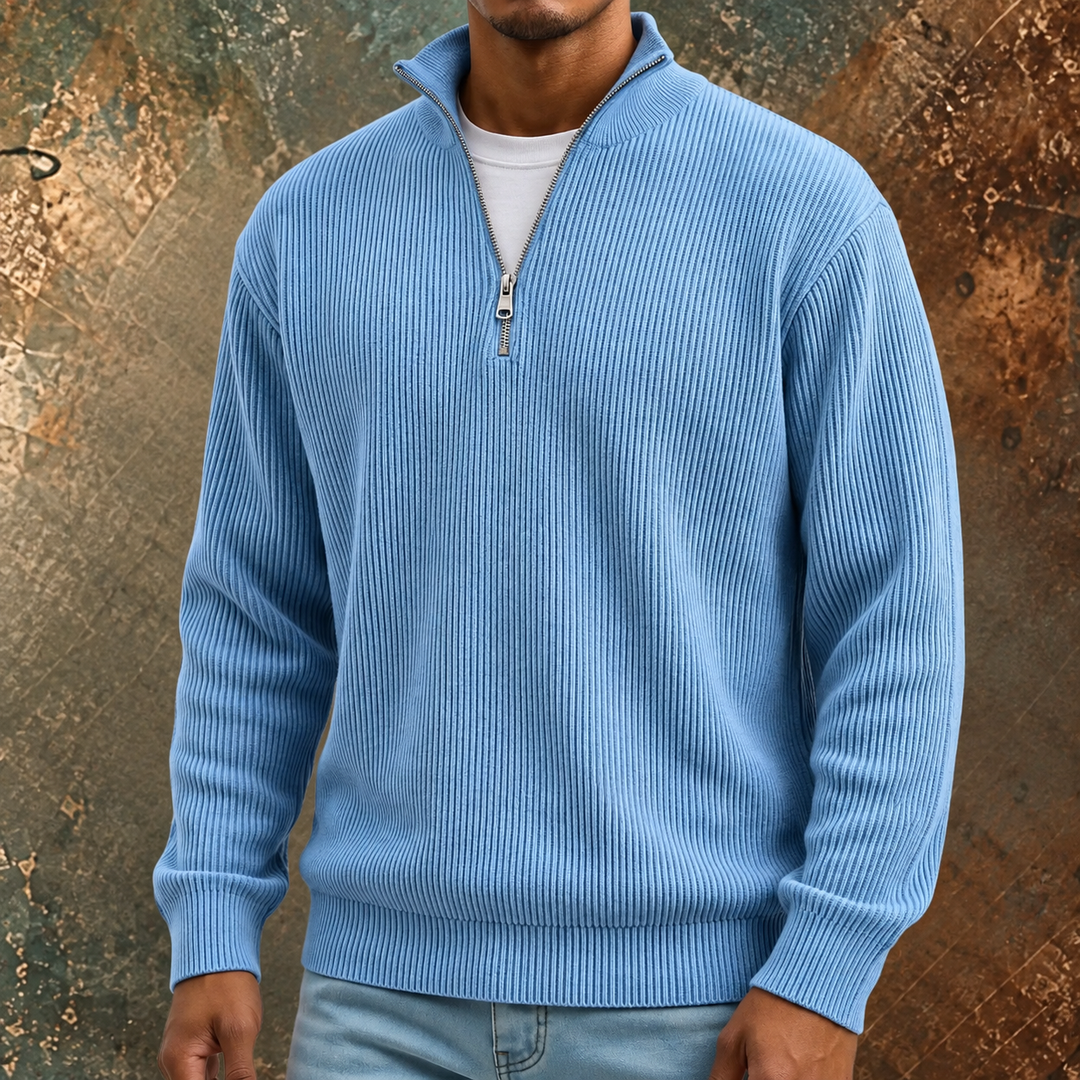Trui heren | Rib half zip trui met lange mouw