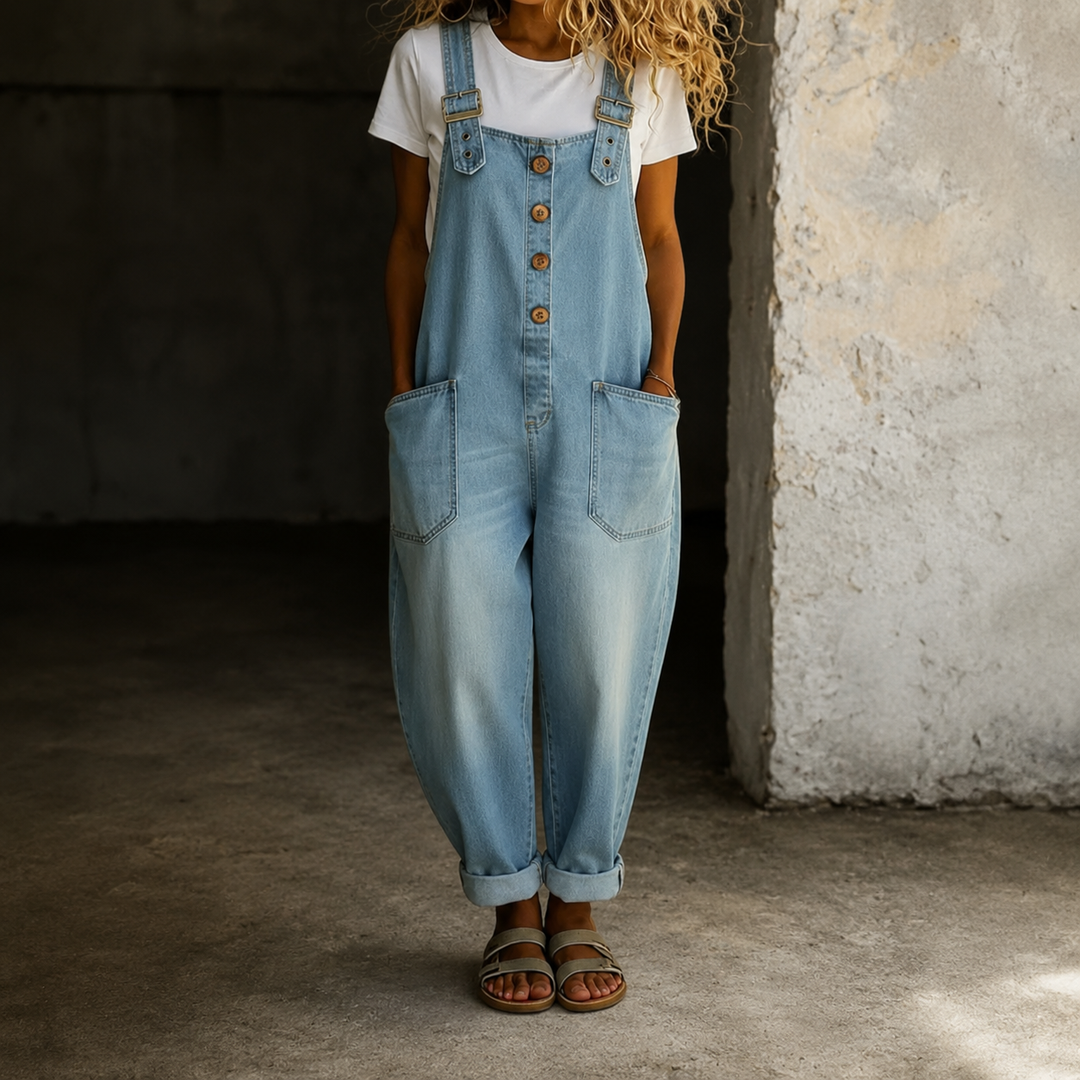 Carmen - Mono vintage met een denimlook van zachte katoen met verstelbare schouderbanden