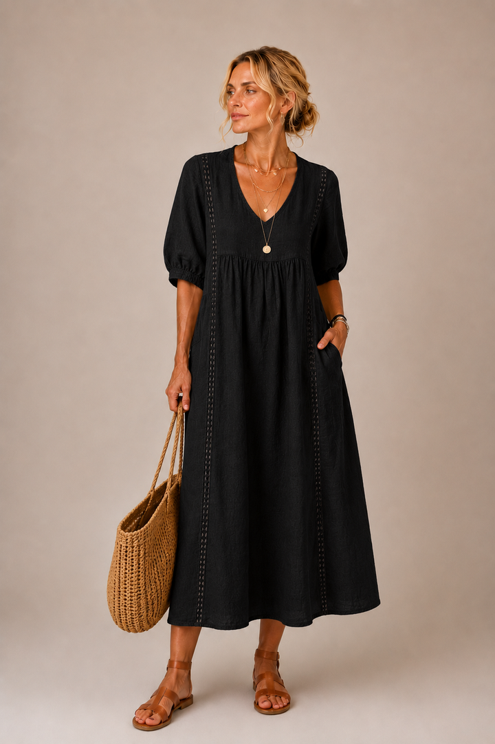 Flore | Elegante midi zomerjurk