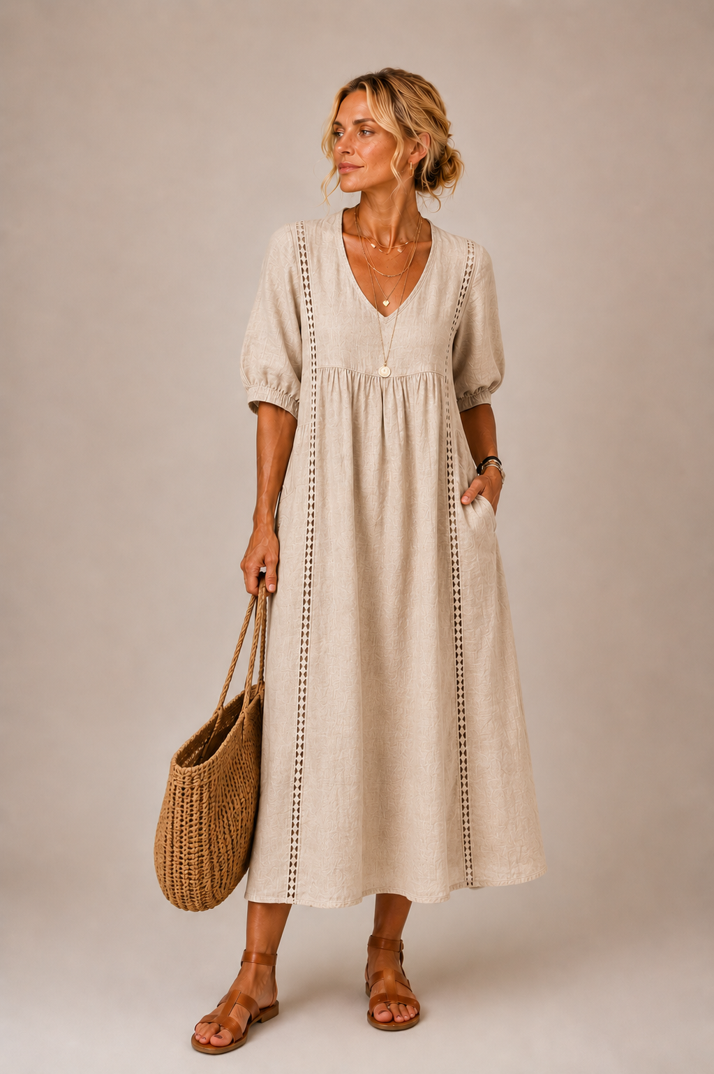 Flore | Elegante midi zomerjurk