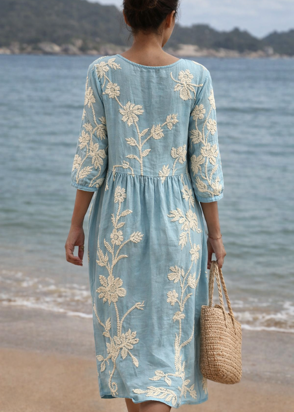 Azzurra | Vintage Geborduurd Jurk