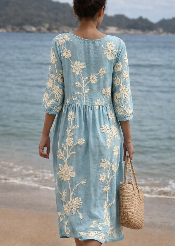 Azzurra | Vintage Geborduurd Jurk