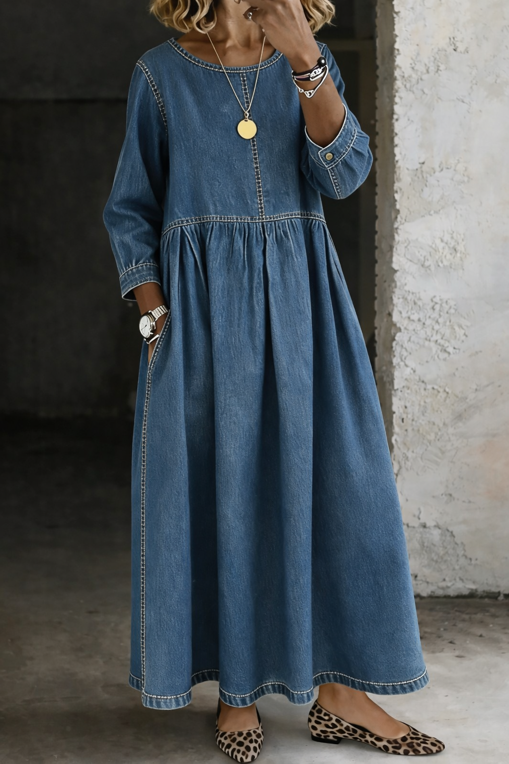 Fini | Vintage denim midi jurk