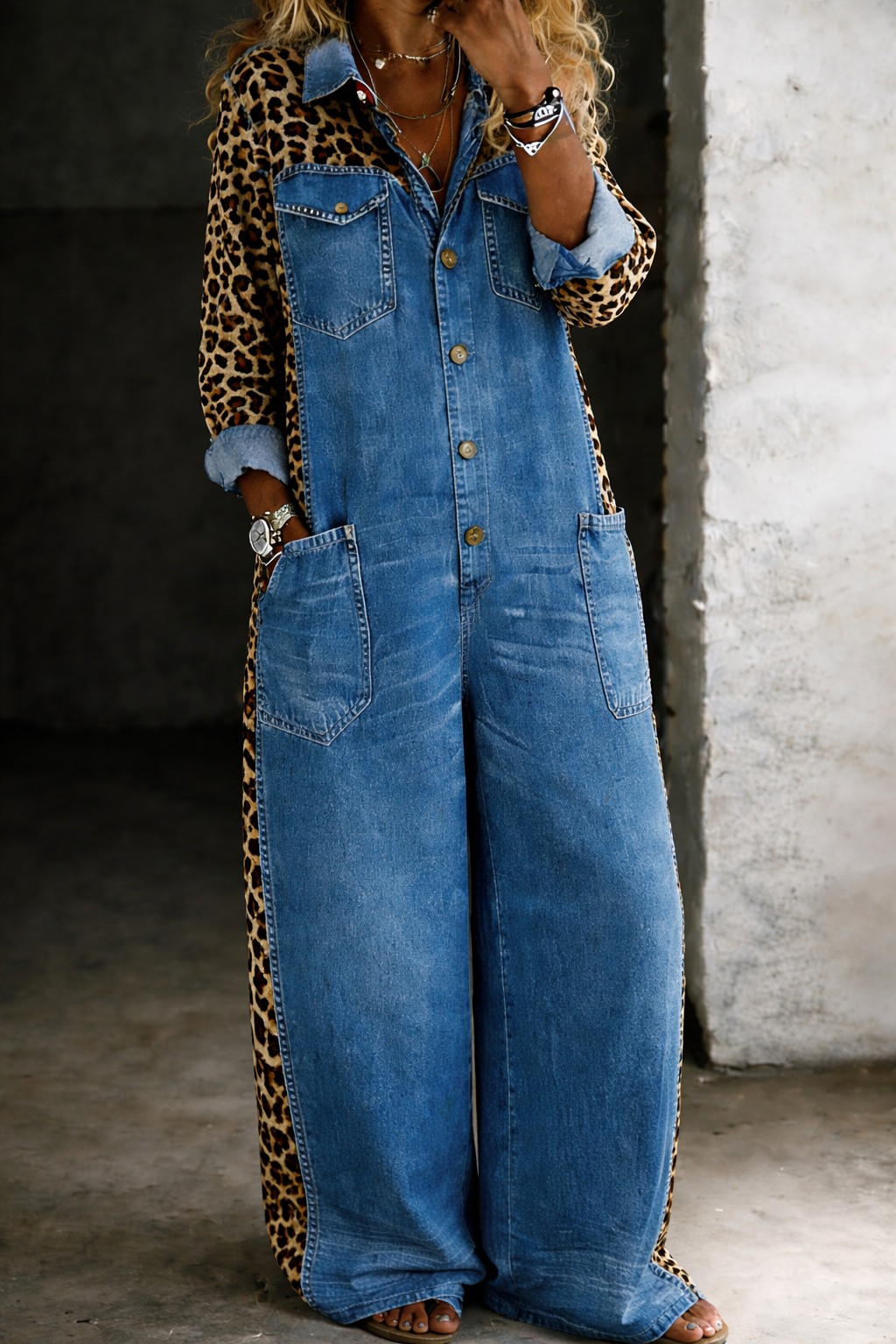 Amanda | Effen jumpsuit in shirtstijl
