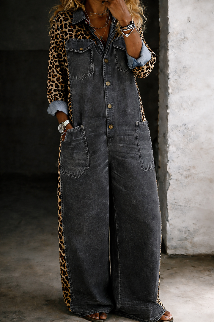 Amanda | Effen jumpsuit in shirtstijl