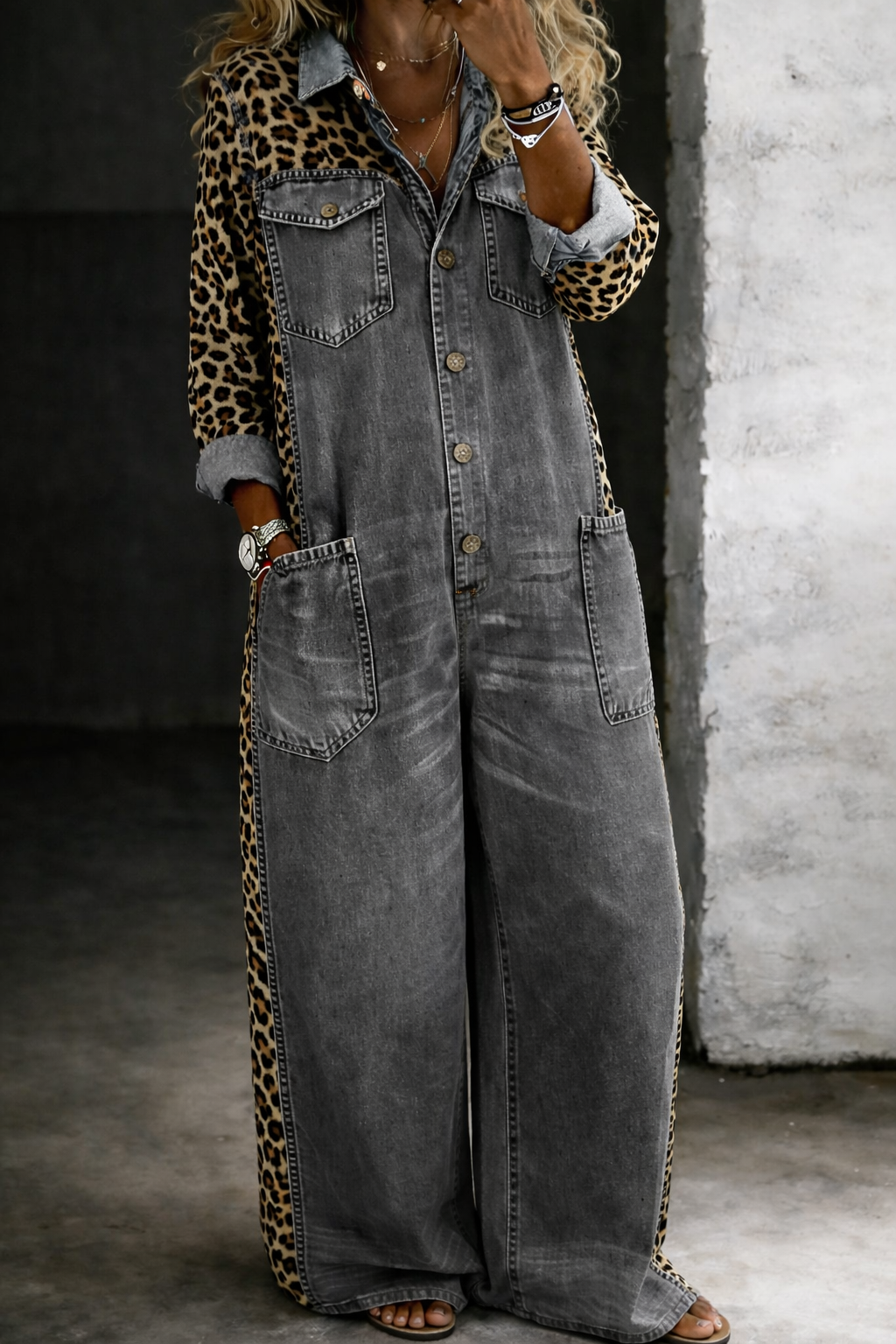Amanda | Effen jumpsuit in shirtstijl