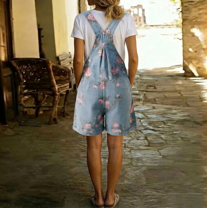 Adriana - Mono met bloemenprint en een zachte, vintage denimlook