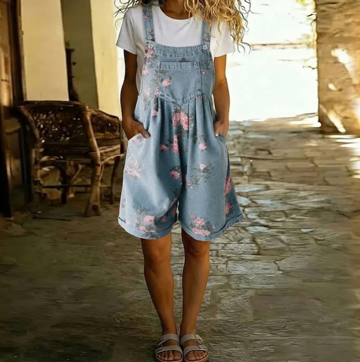 Adriana - Mono met bloemenprint en een zachte, vintage denimlook