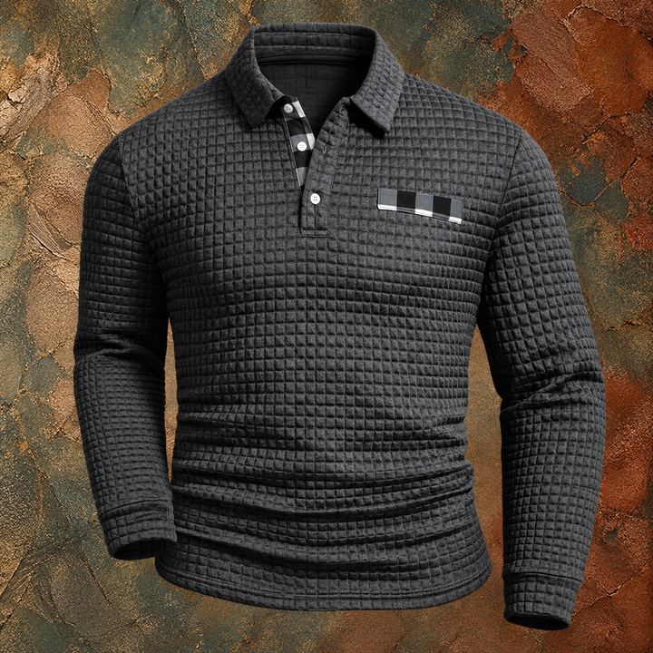 Jelle | Gestructureerde Longsleeve Polo
