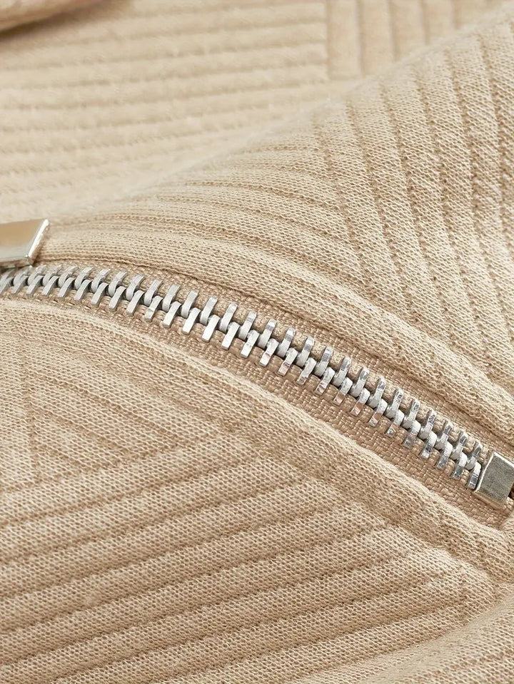 James™ - Vintage Geometrisch Ontwerp Sweater Met Rits