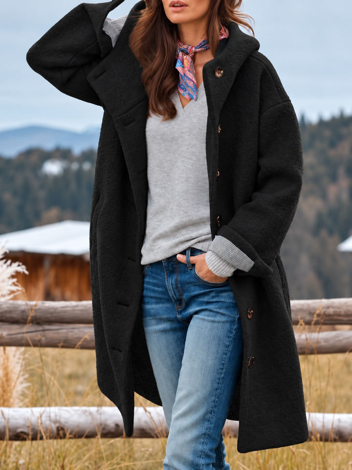 Marit | Lange Wollen Winterjas met Capuchon