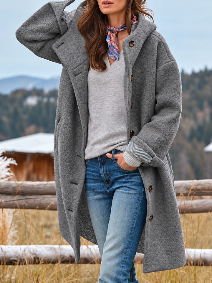 Marit | Lange Wollen Winterjas met Capuchon