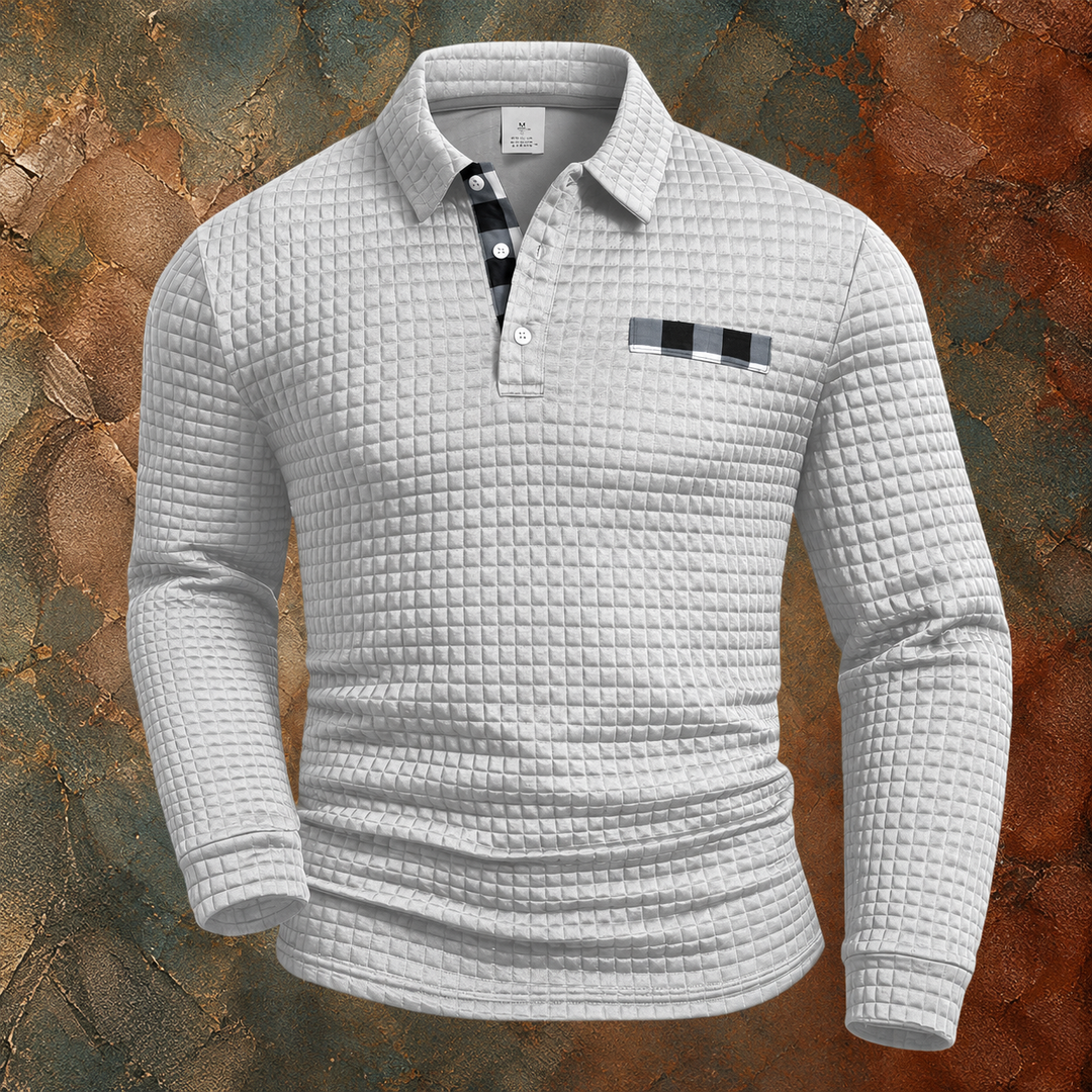 Jelle | Gestructureerde Longsleeve Polo