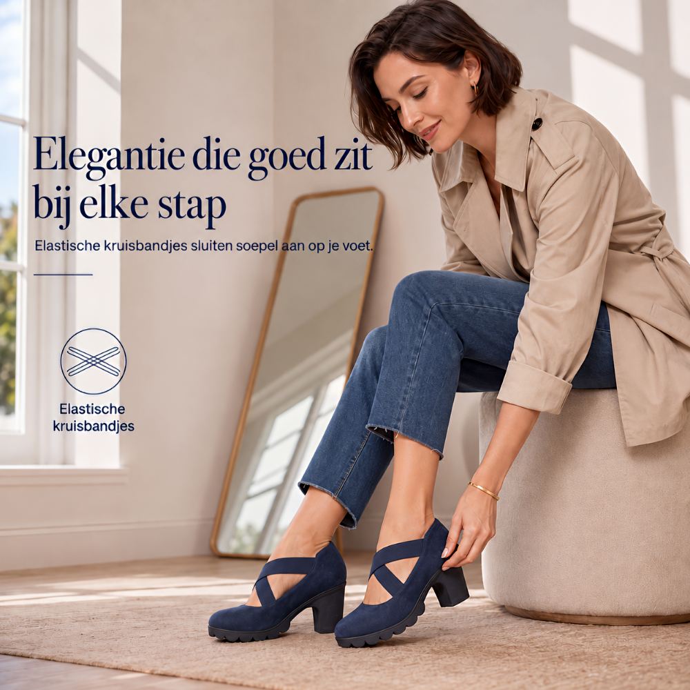 Mary Jane stijl schoenen met gekruiste bandjes, blokhak & profielzool