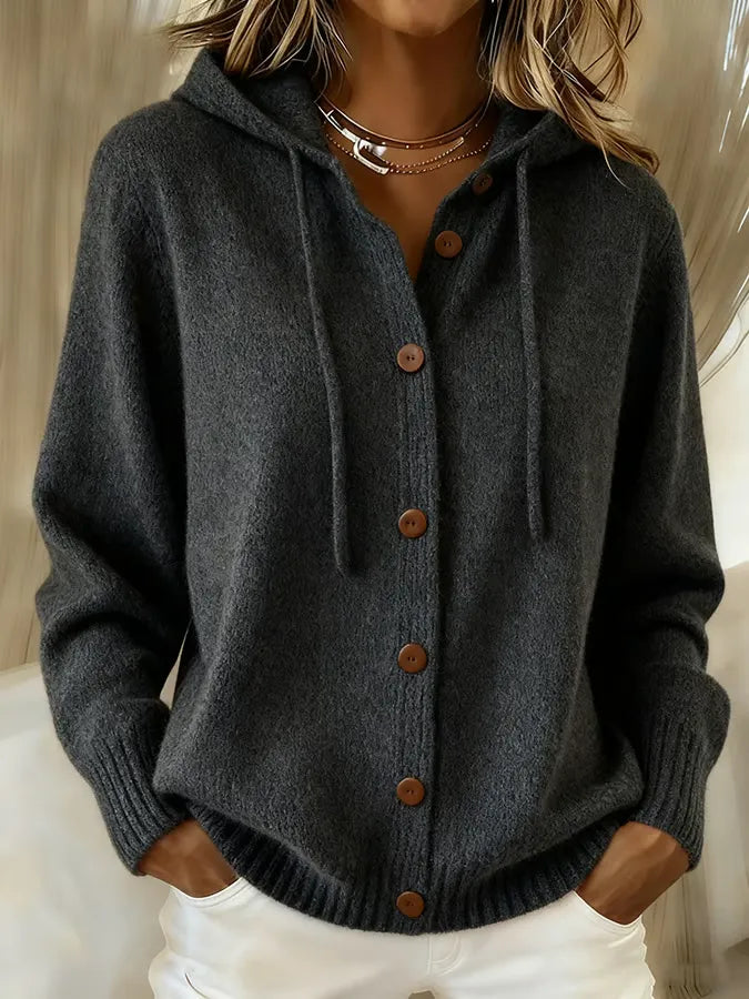 Tessa | Gezellige vest-hoodie met knopen