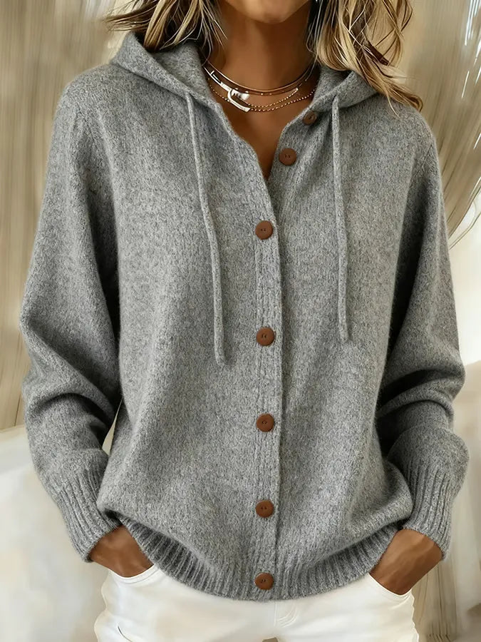 Tessa | Gezellige vest-hoodie met knopen