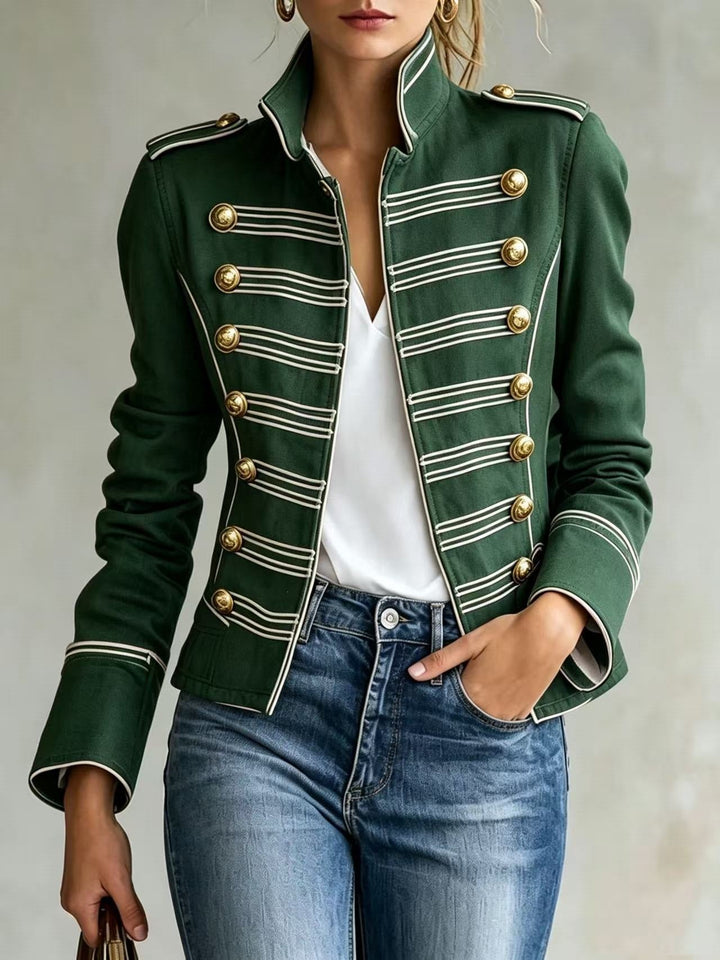 Marion | Militair-stijl jeansjack met gouden knopen