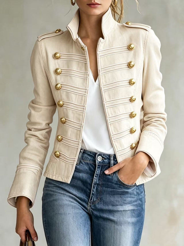 Marion | Militair-stijl jeansjack met gouden knopen