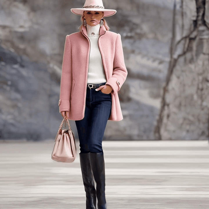 Rosalie | Vintage roze fleece jack met rits
