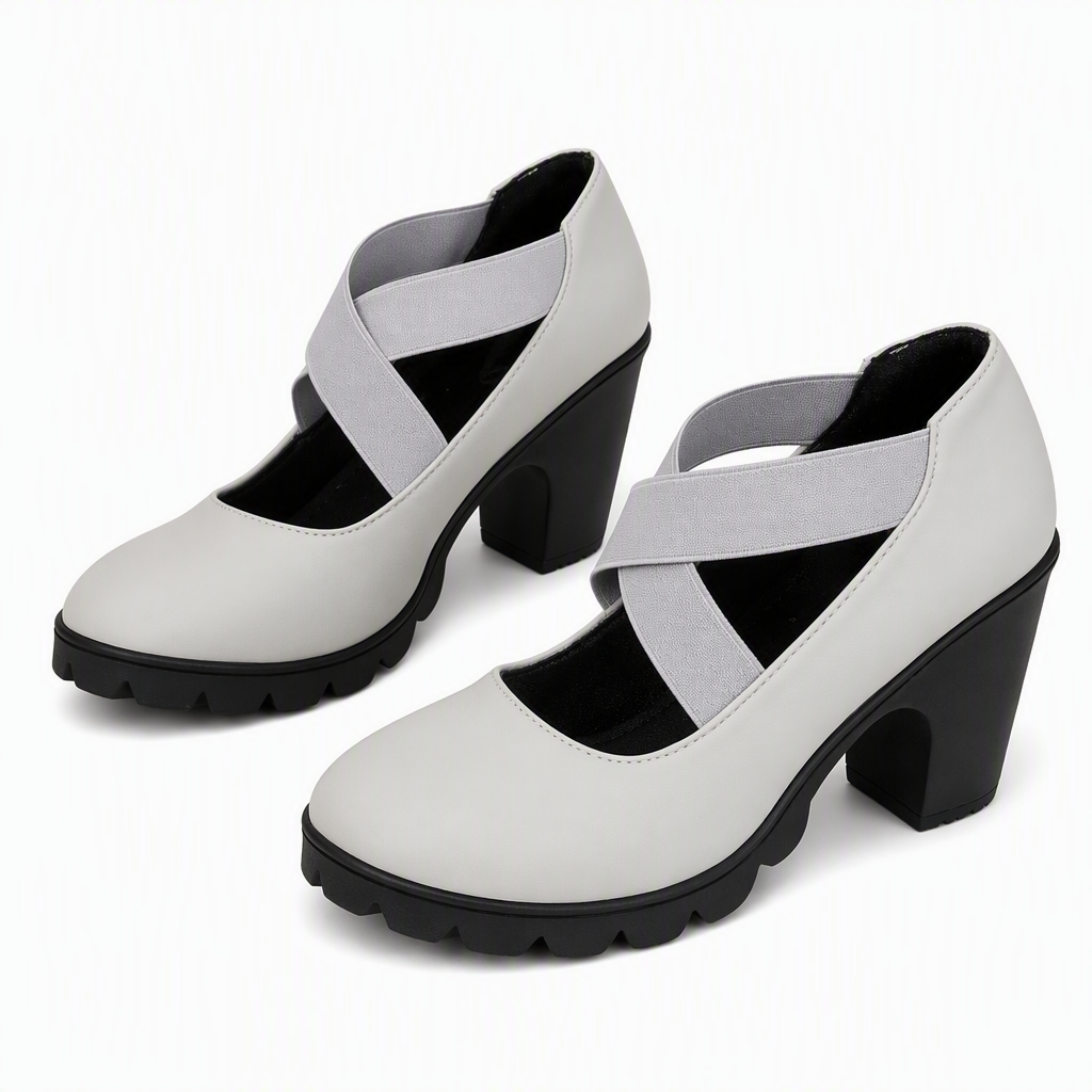 Mary Jane stijl schoenen met gekruiste bandjes, blokhak & profielzool