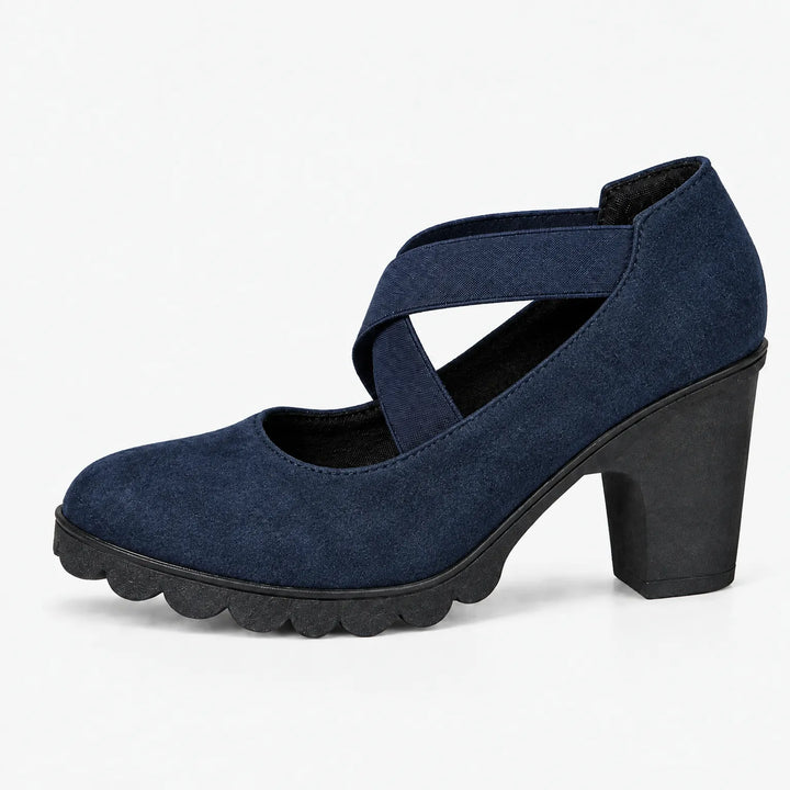 Mary Jane stijl schoenen met gekruiste bandjes, blokhak & profielzool