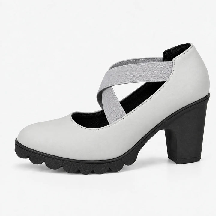 Mary Jane stijl schoenen met gekruiste bandjes, blokhak & profielzool