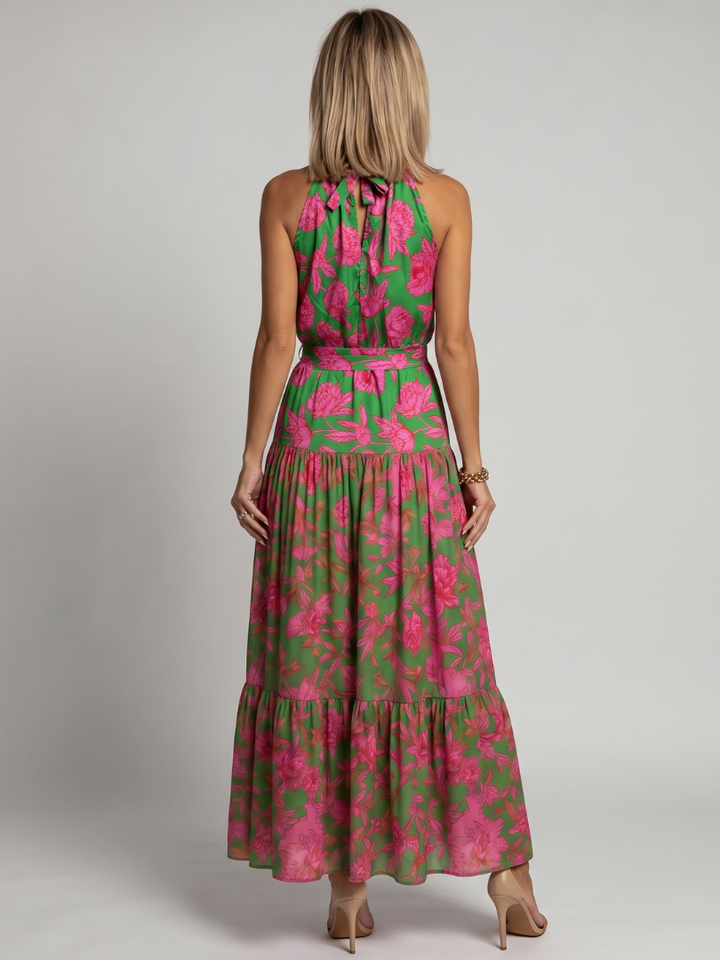 Rowen | Gedrapeerde Halter Midi Jurk
