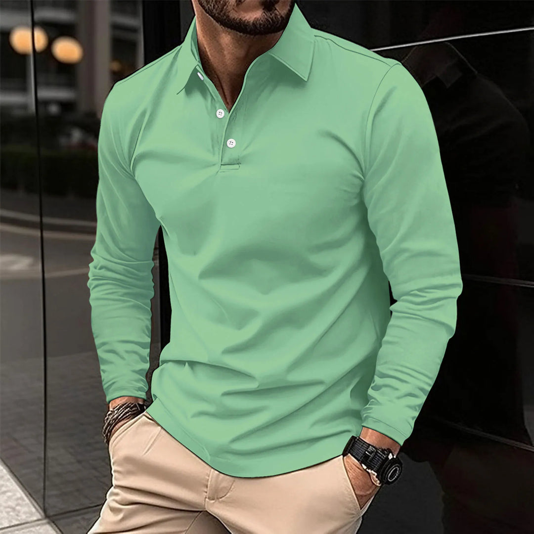 Ethan™ - Casual Poloshirt met Lange Mouwen