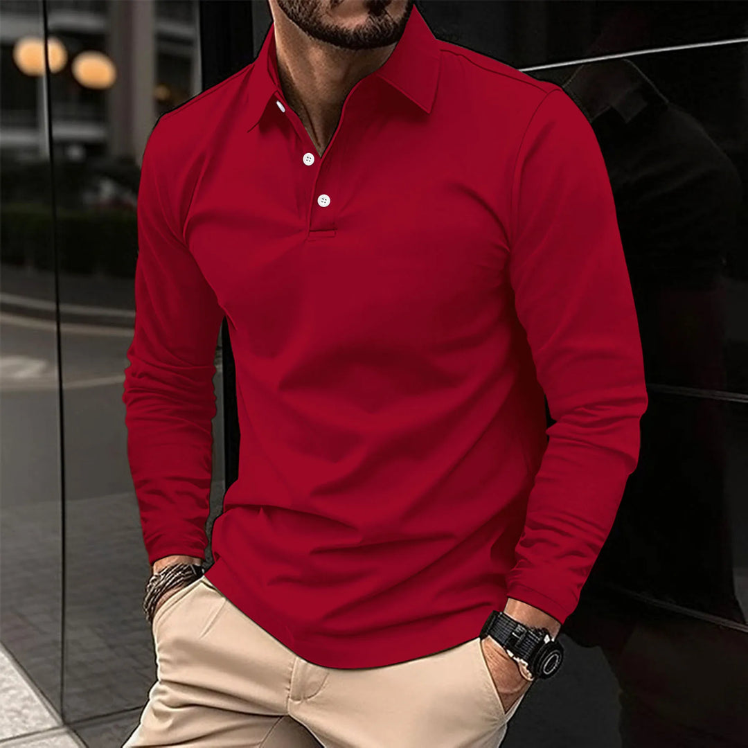 Ethan™ - Casual Poloshirt met Lange Mouwen