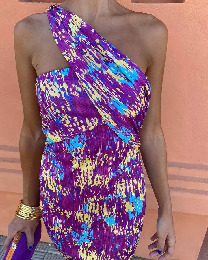 Moderne Chique Diagonale Midi Jurk